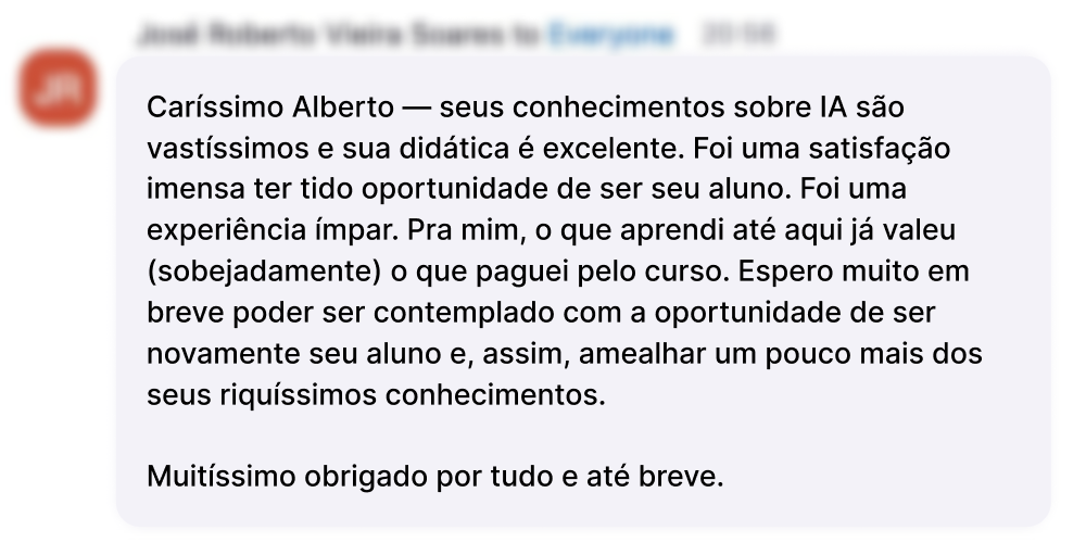 Depoimento de participante dos workshops de IA para Advogados da Trybe