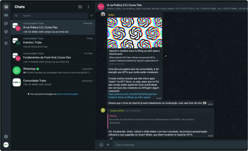 Comunidade exclusiva no WhatsApp